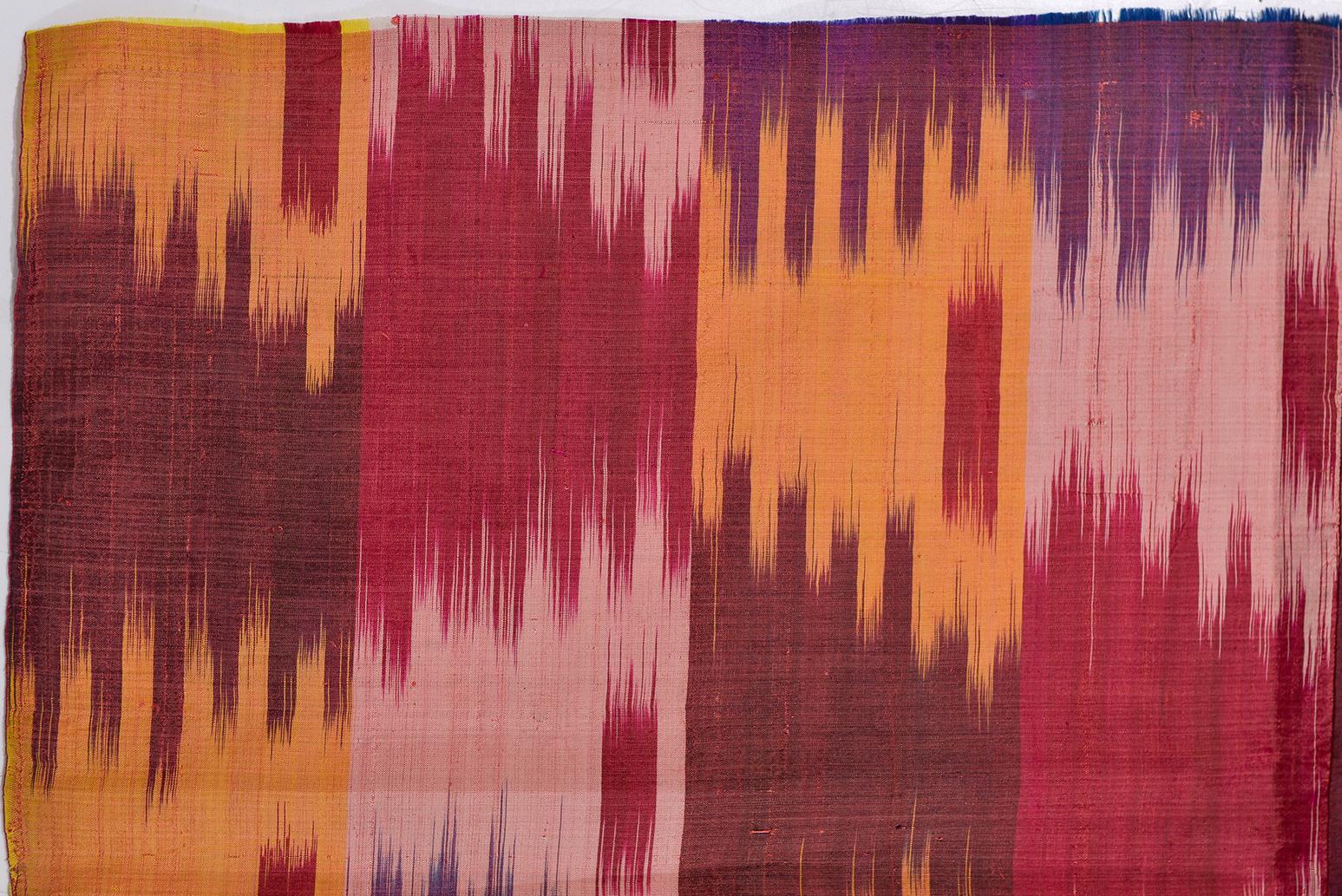 Doppellagige alte Seide Ikat Usbekistan Textil im Zustand „Gut“ im Angebot in Alessandria, Piemonte