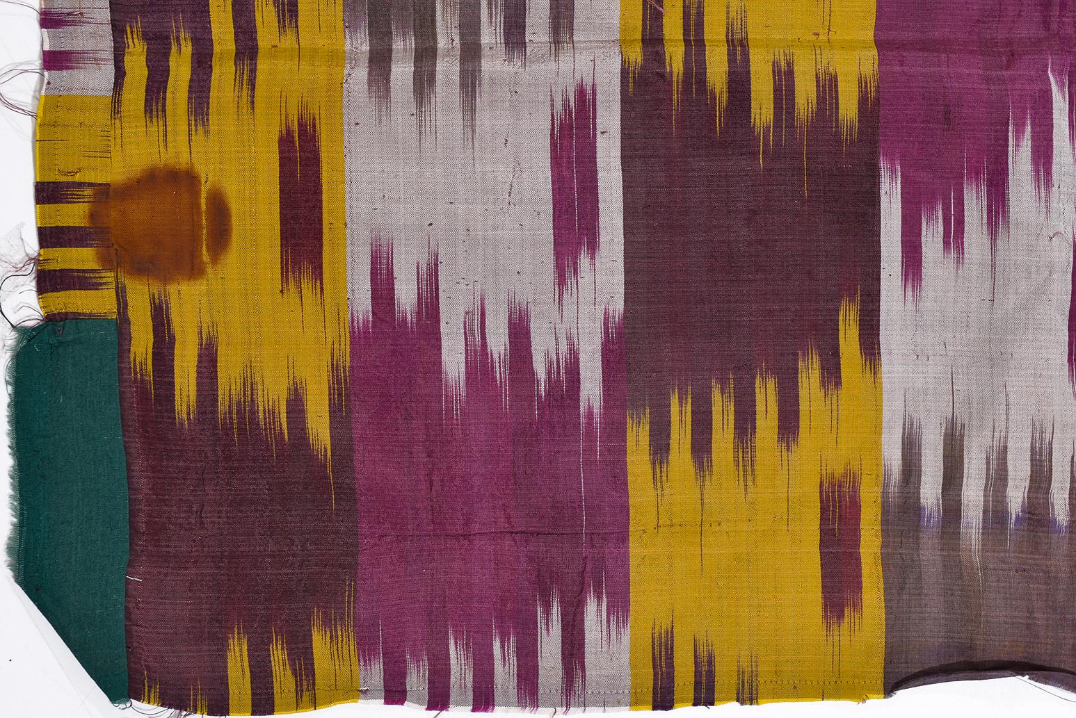 Doppellagige alte Seide Ikat Usbekistan Textil (19. Jahrhundert) im Angebot