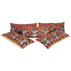 Retro Old Silk Suzani Pillow Cases Made from an Early 20th Century Suzani