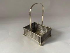Old Silver Plate Small Basket with Handle
