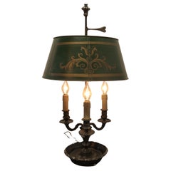 Antique Old Silver Plated French Triple Bouillotte Desk Lamp  A lovely piece, an old sil