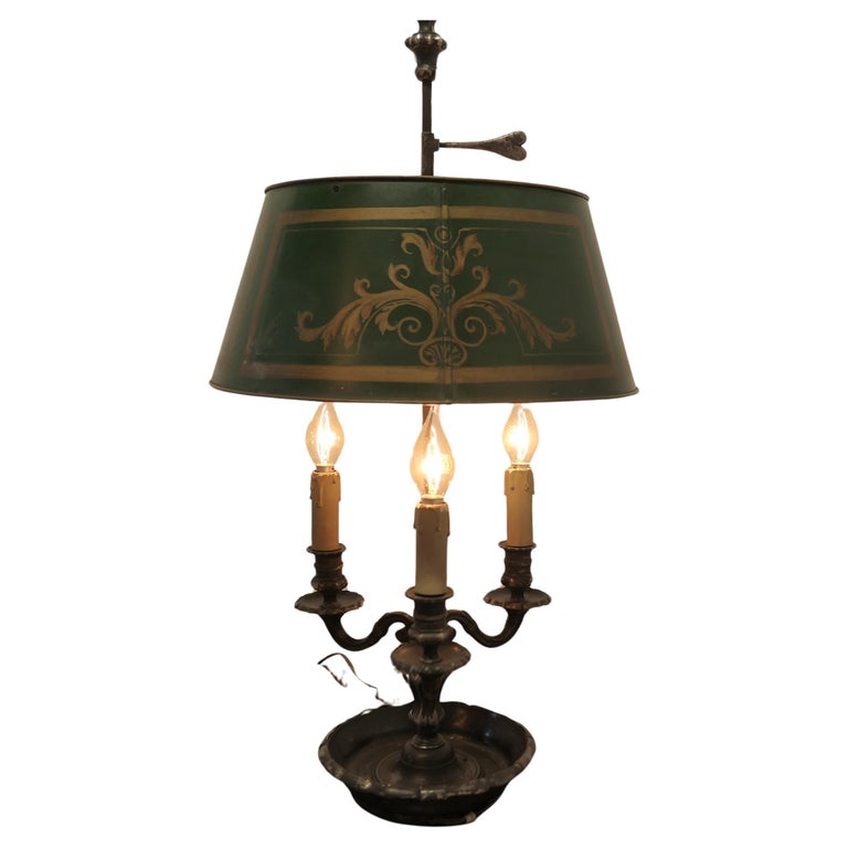 French Silver Plated Bronze Bouillotte Lamp French Silver Plated Bronze Bouillotte Lamp