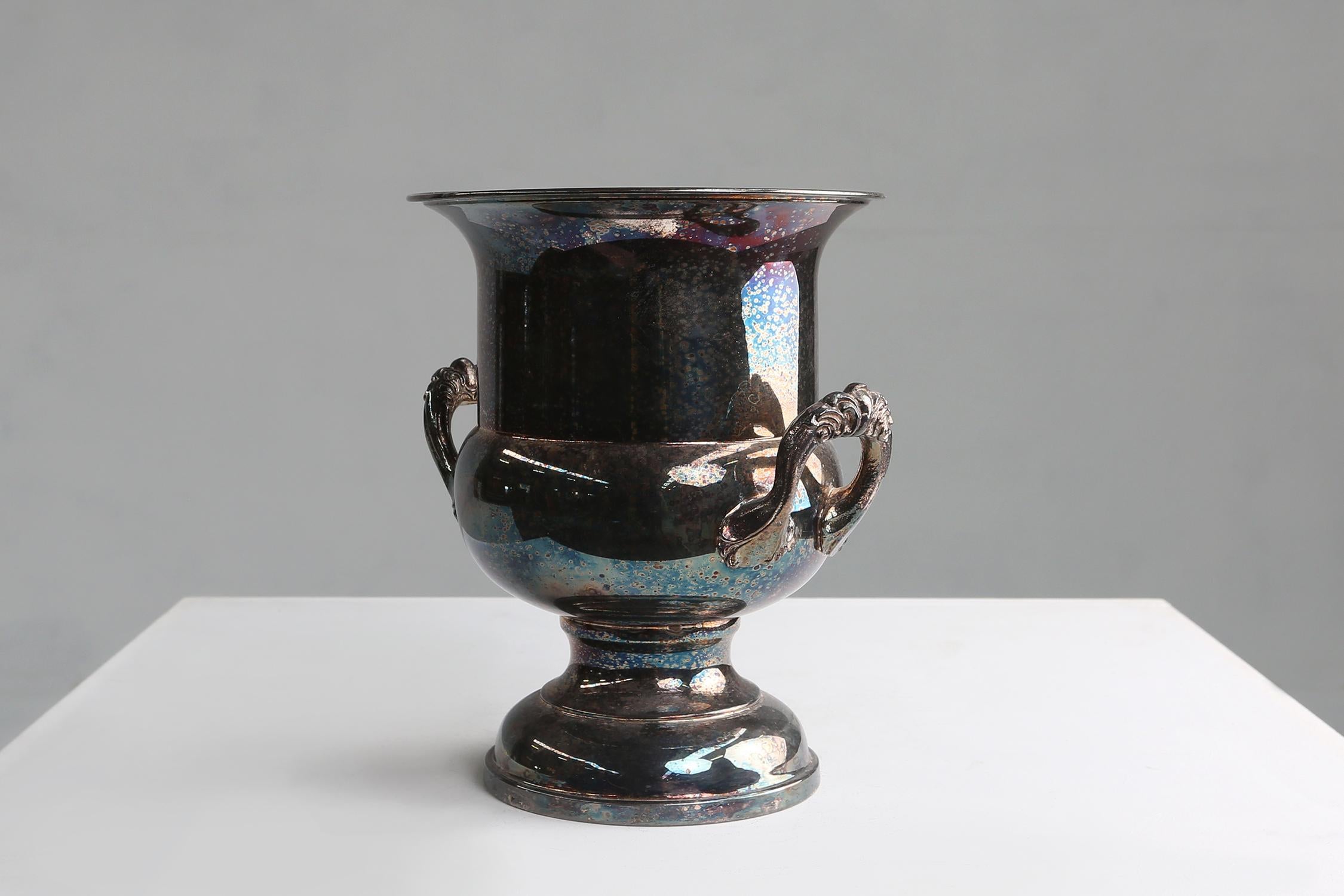 Art déco Seau à glace en métal argenté ancien, vers 1900 en vente