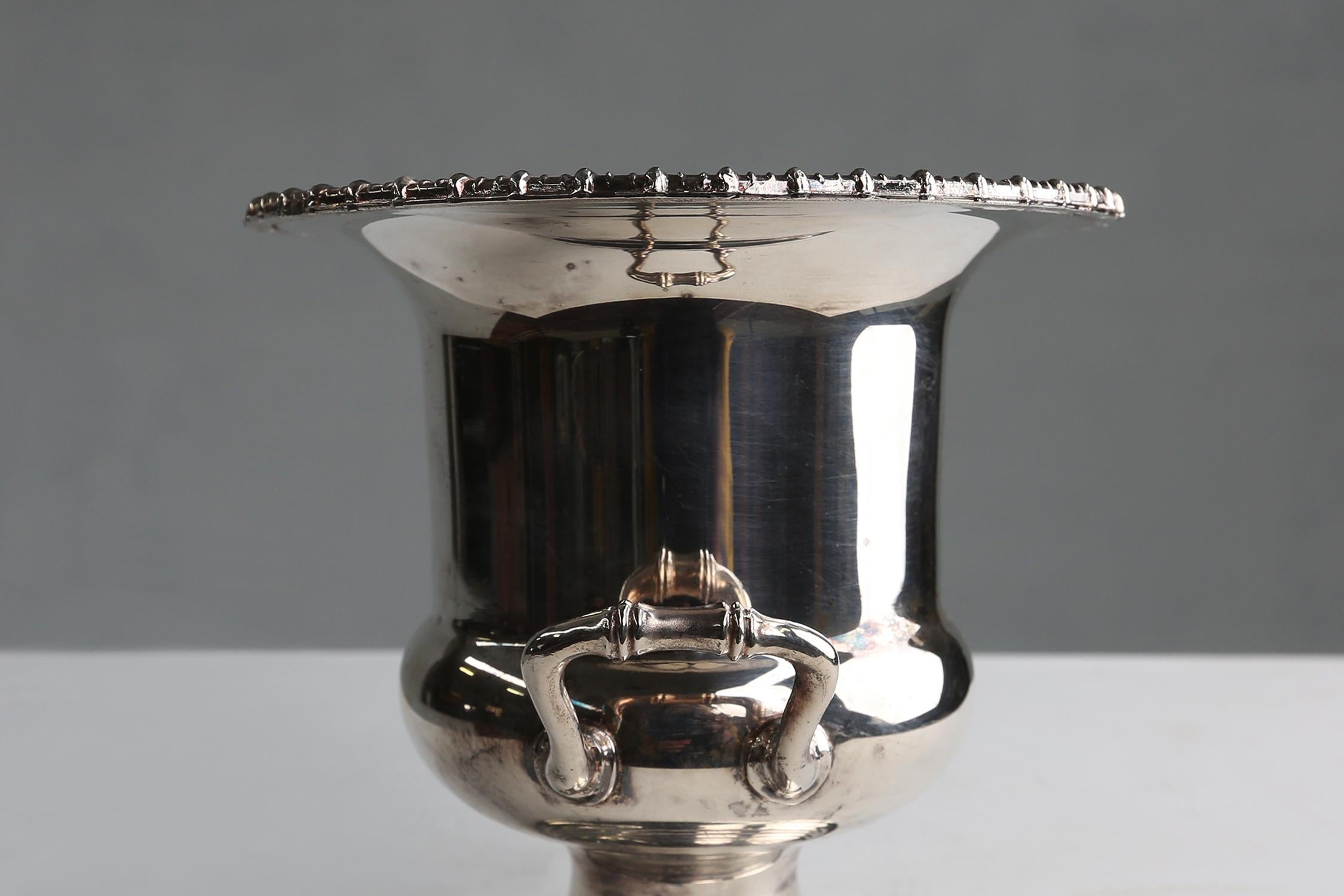 Ancien seau à glace en métal argenté, vers 1900 Bon état - En vente à Meulebeke, BE