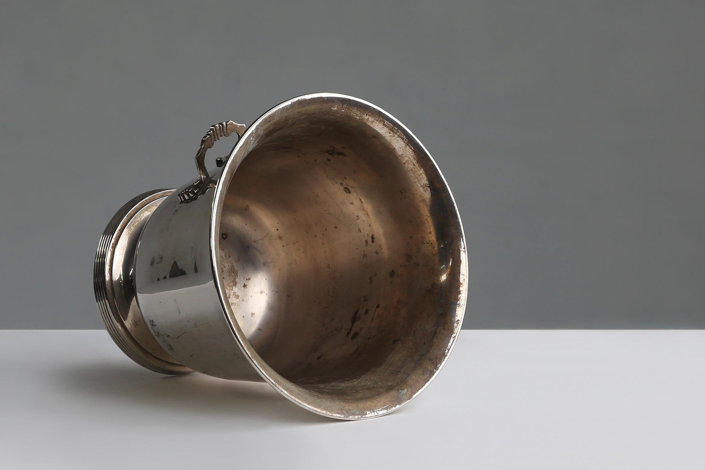 Metal Old Silver Plated Ice Bucket Ca.1900