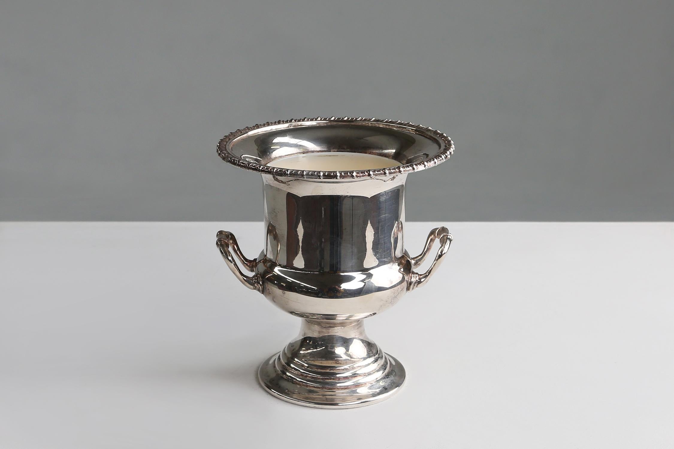 Metal old silver plated ice bucket Ca.1900 For Sale