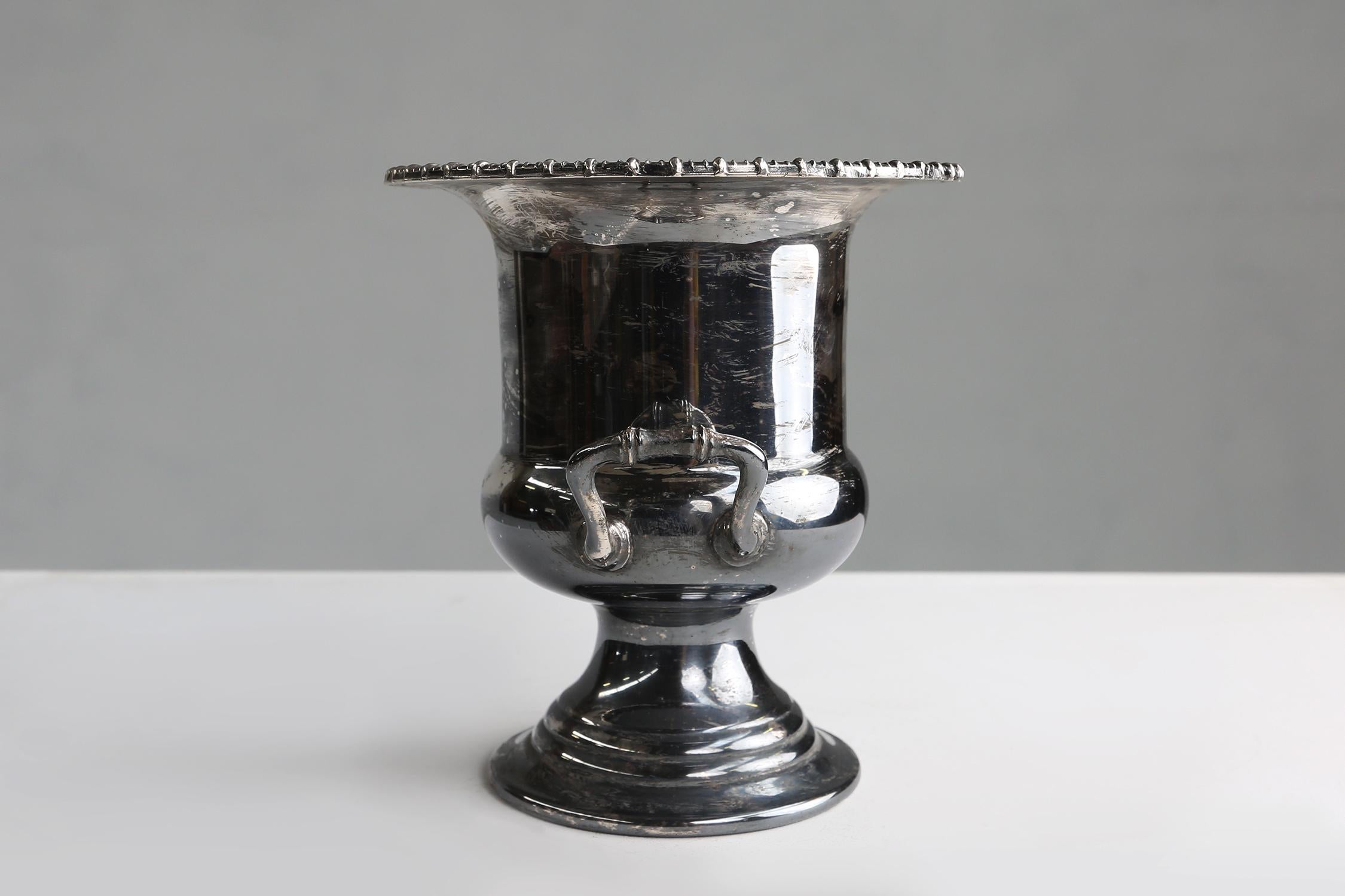 Metal Old Silver Plated Ice Bucket Ca.1900 For Sale