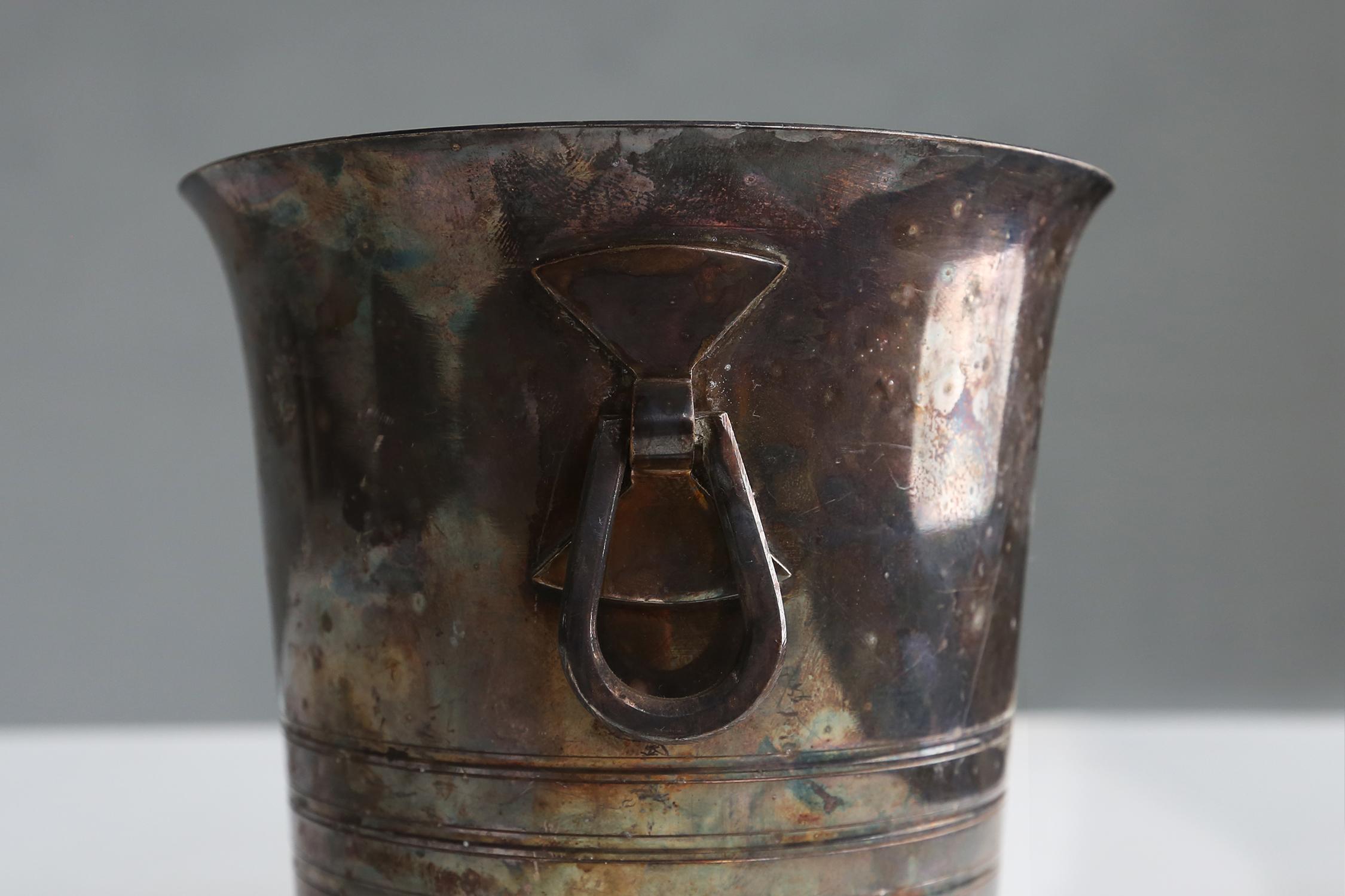 Old Silver Plated Ice Bucket Ca.1900 For Sale 1