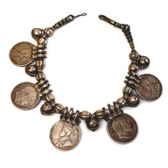 Old Silver Rupee Coin Choker Necklace