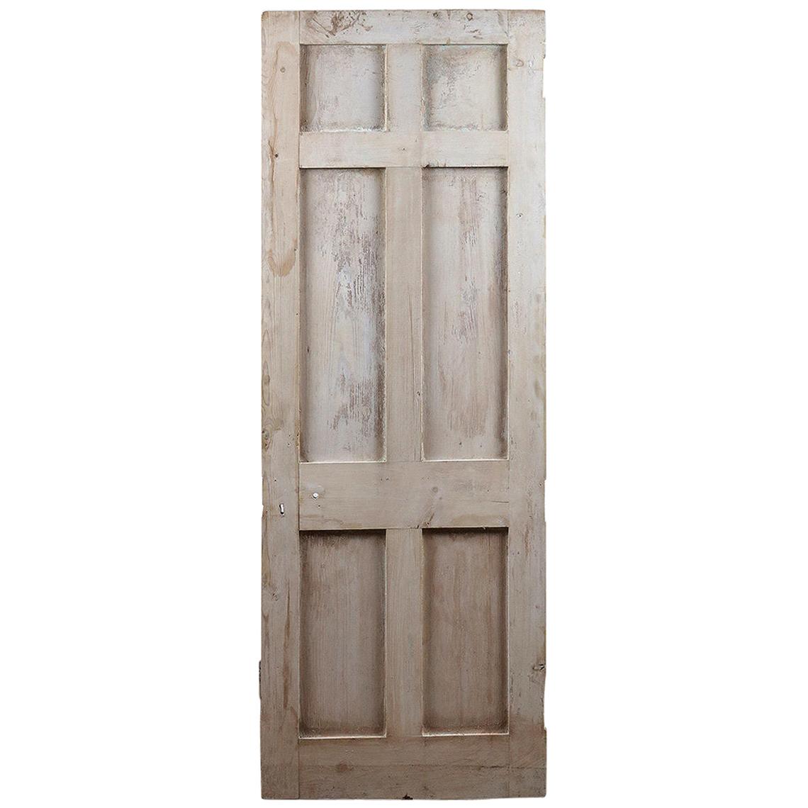 Old Six Panel Pine Salvaged Door, 20th Century For Sale