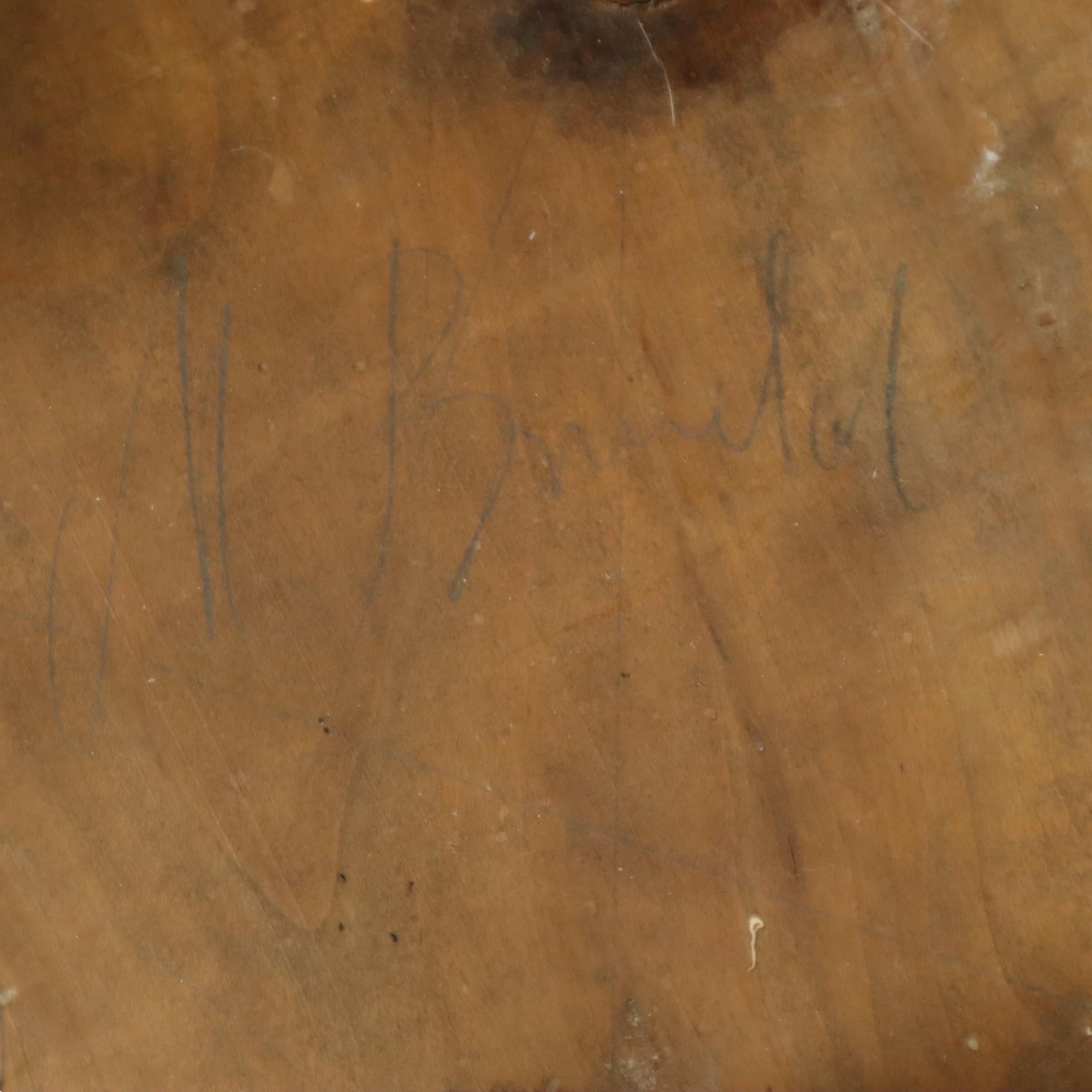 Ancien tabouret à lait en bois massif Tripode 40cm en vente 10