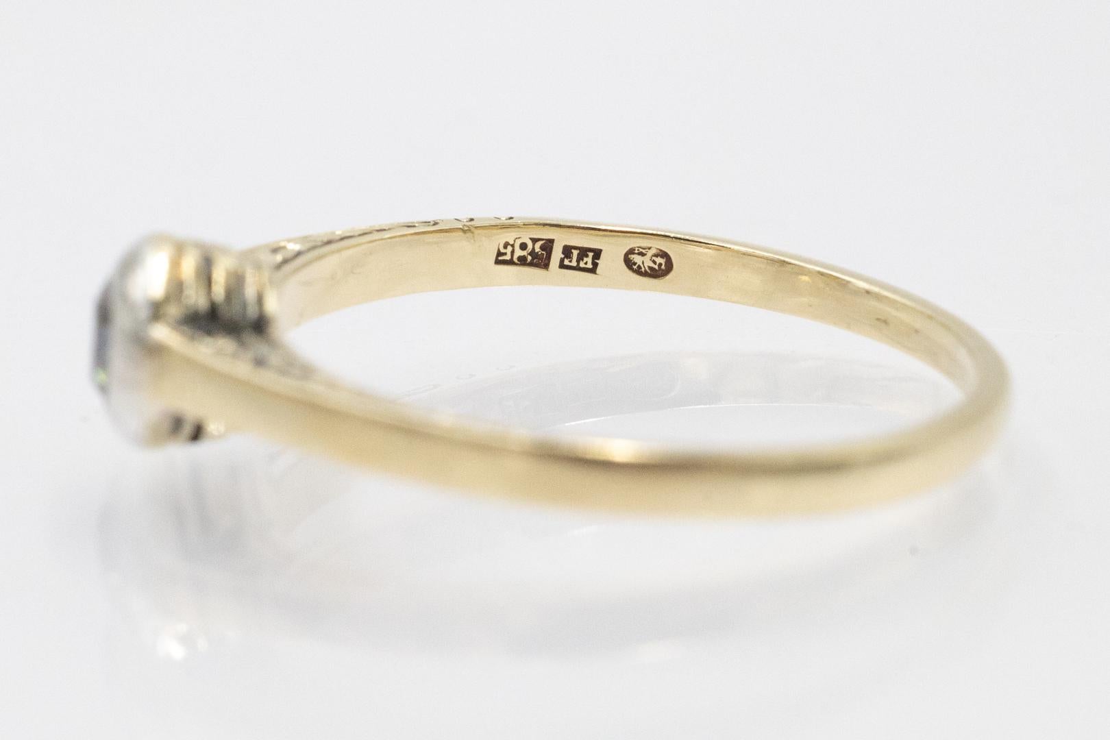 Old European Cut Old solitaire ring with a diamond in an old brilliant cut weighing 0.20 ct. For Sale