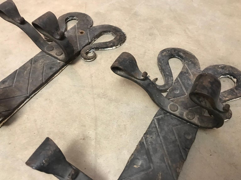 Late 19th Century Old Spanish Hand Wrought Coat Racks For Sale