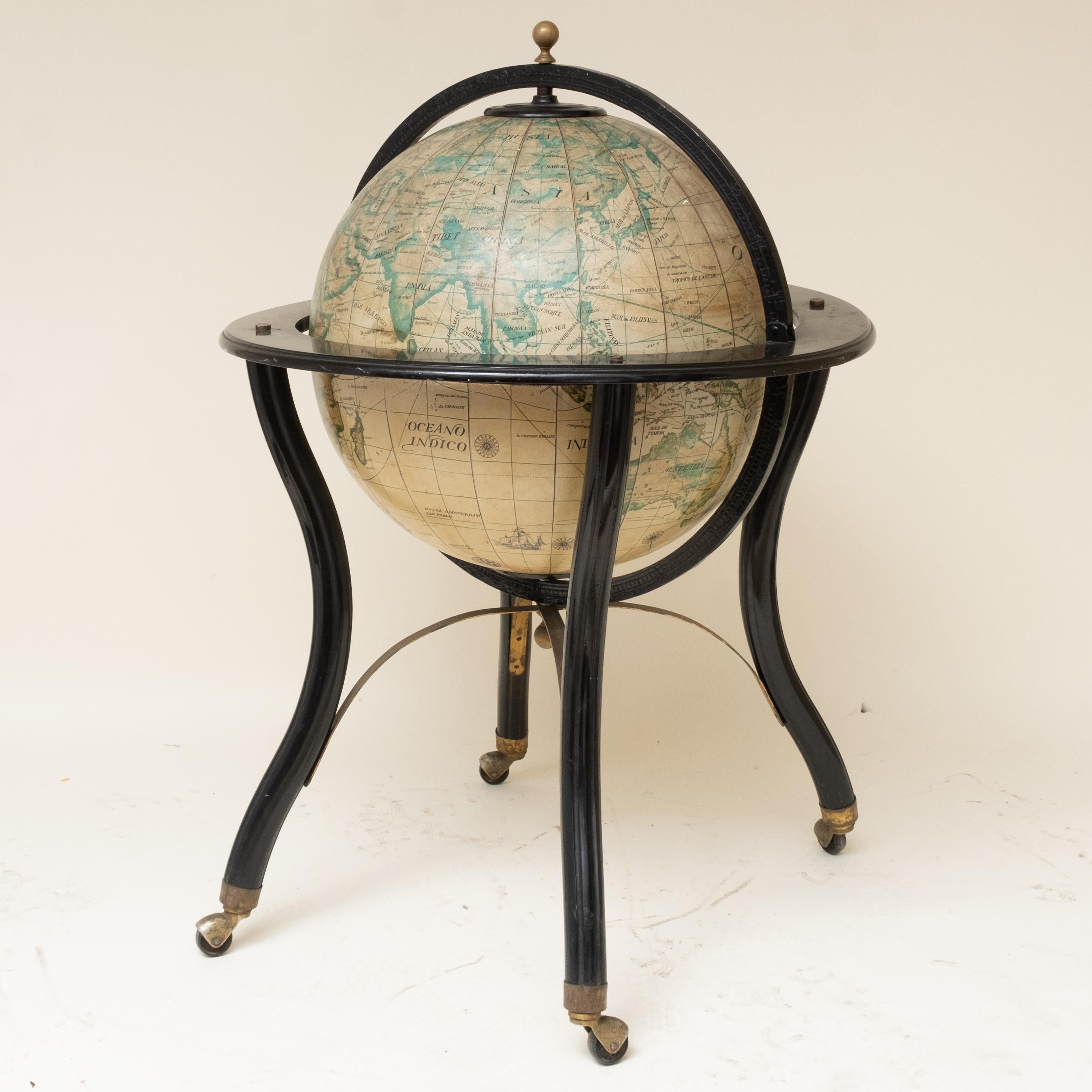20th Century Old Spanish Language World Globe For Sale