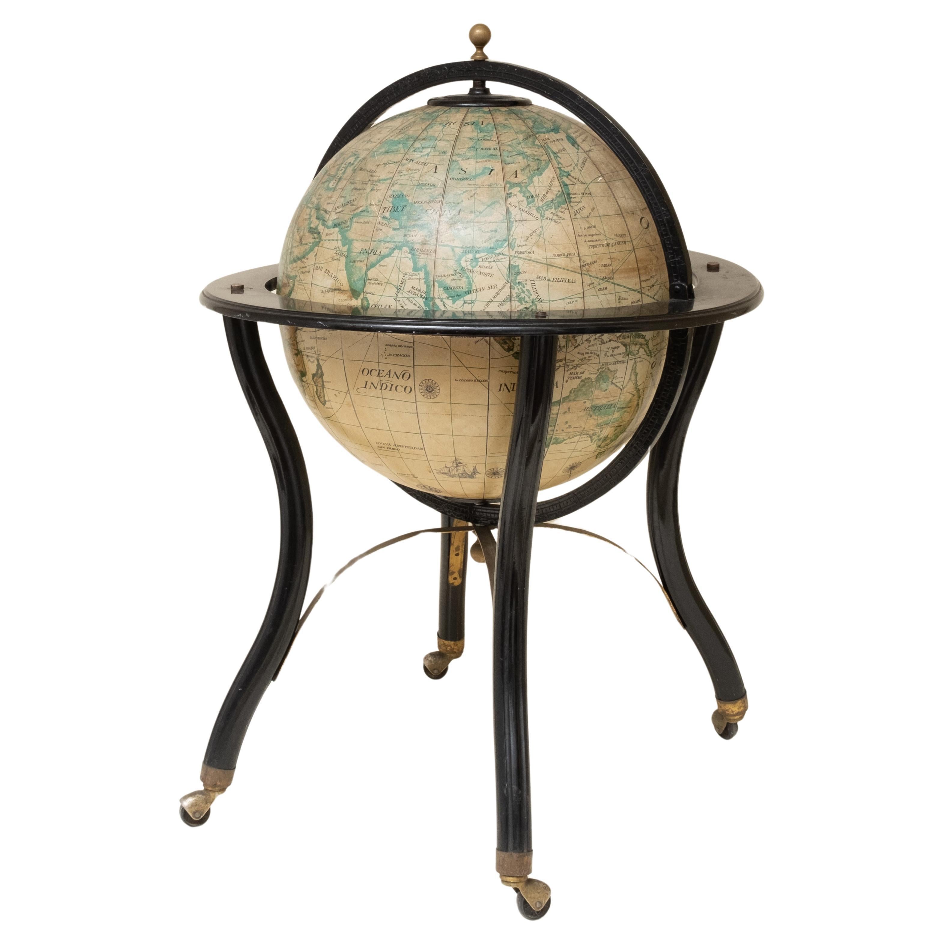 Old Spanish Language World Globe For Sale