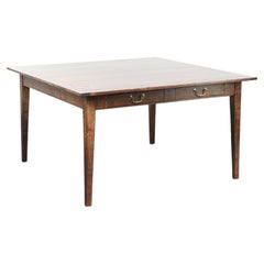 Old square oak dining table from the mid-20th century with 2 drawers