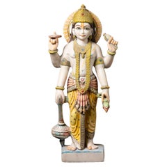 Vintage Old standing marble statue of Vishnu from India