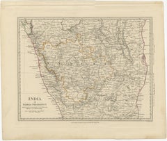 Old Steel Engraved Map of the Western Part of the Madras Presidency, 1831