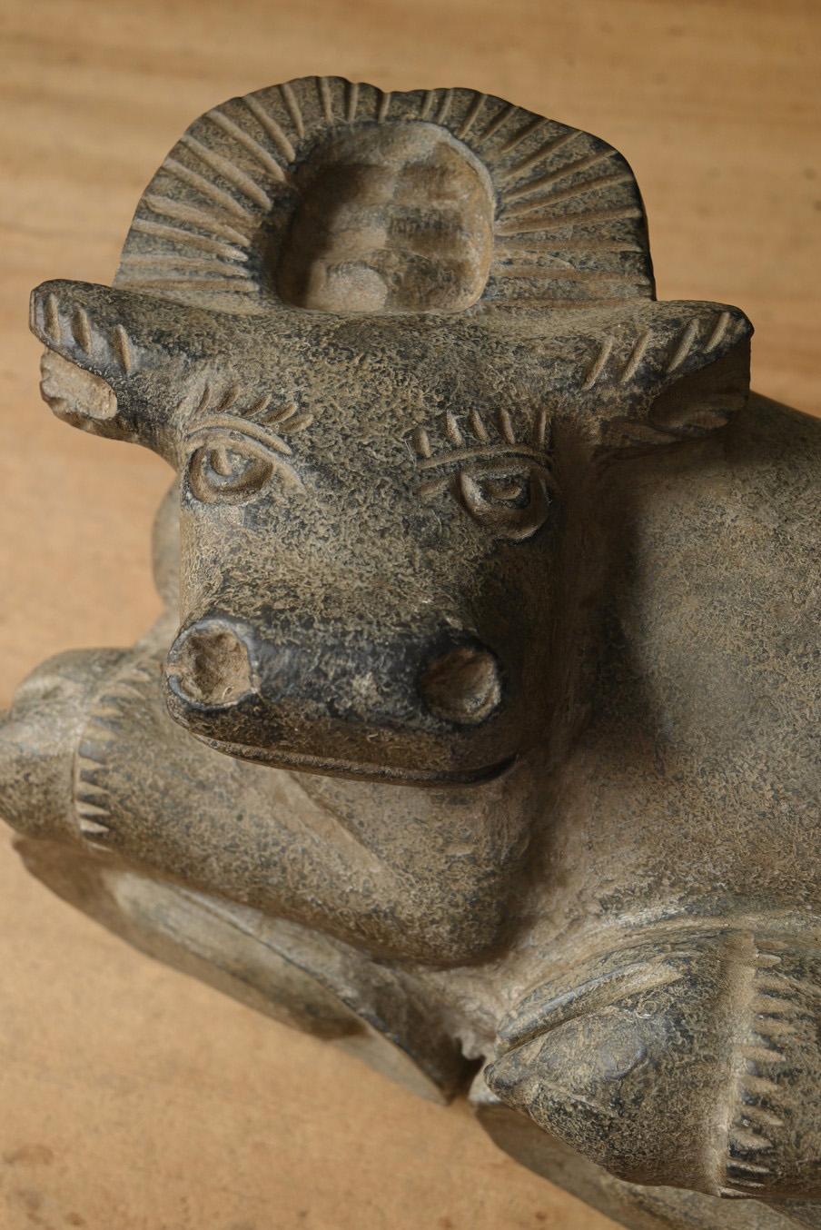 South Korean Old stone cow figurine from Korea or Japan/Before the 19th century/Deified cow For Sale