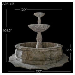 Ancienne fontaine en pierre - Fontaine de piscine en pierre calcaire - Fontaine de jardin antique