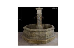 Old Stone Fountain - Limestone Pool Fountain - Antique Garden Fountain - octagon