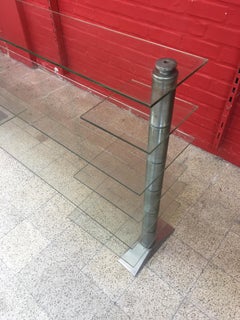 Old Store Shelf, Art Deco Period, Steel and Safety Glass, circa 1930