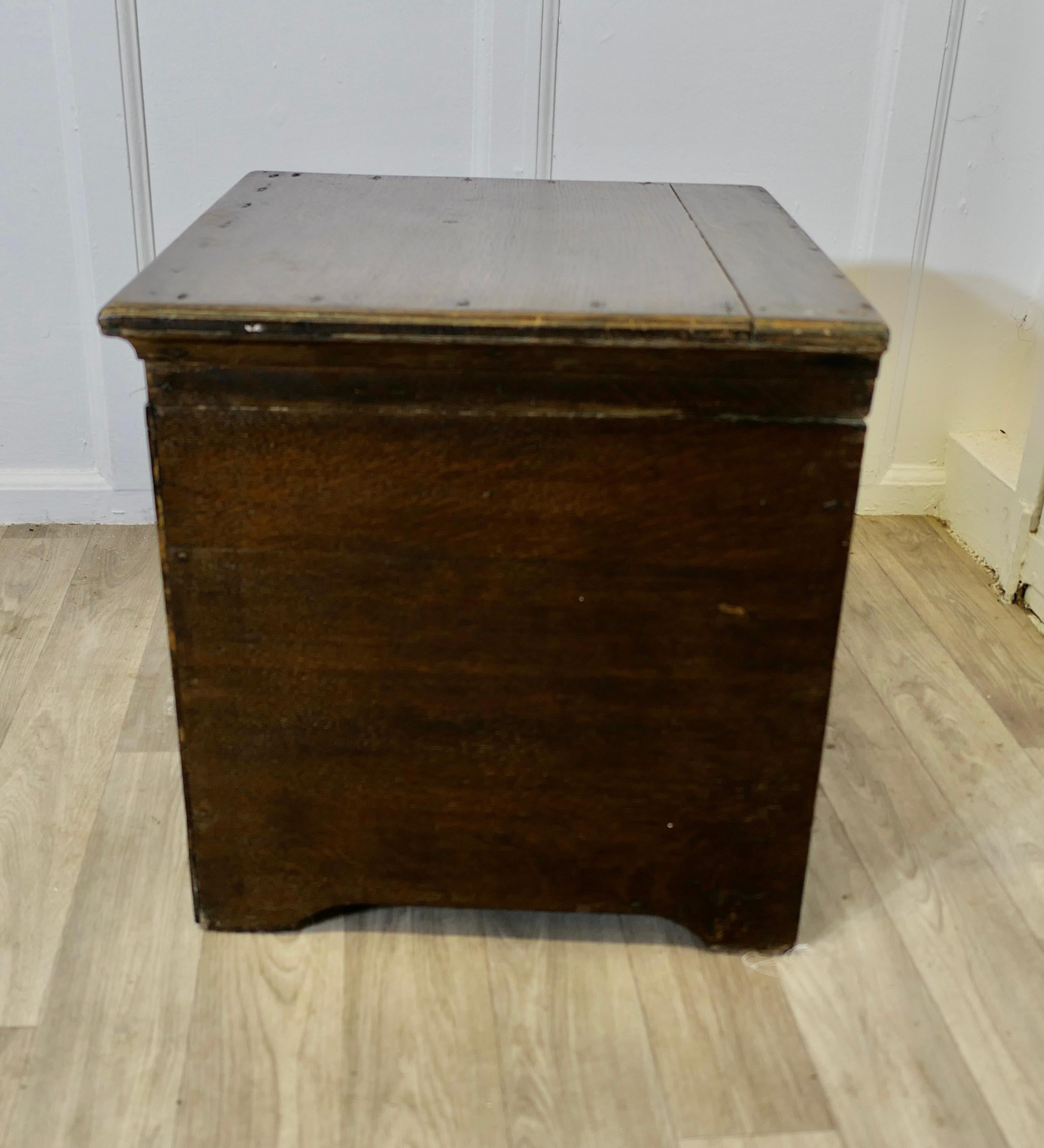 19th Century Old Sturdy Oak Chest, Log Box  The box is a sturdy piece For Sale