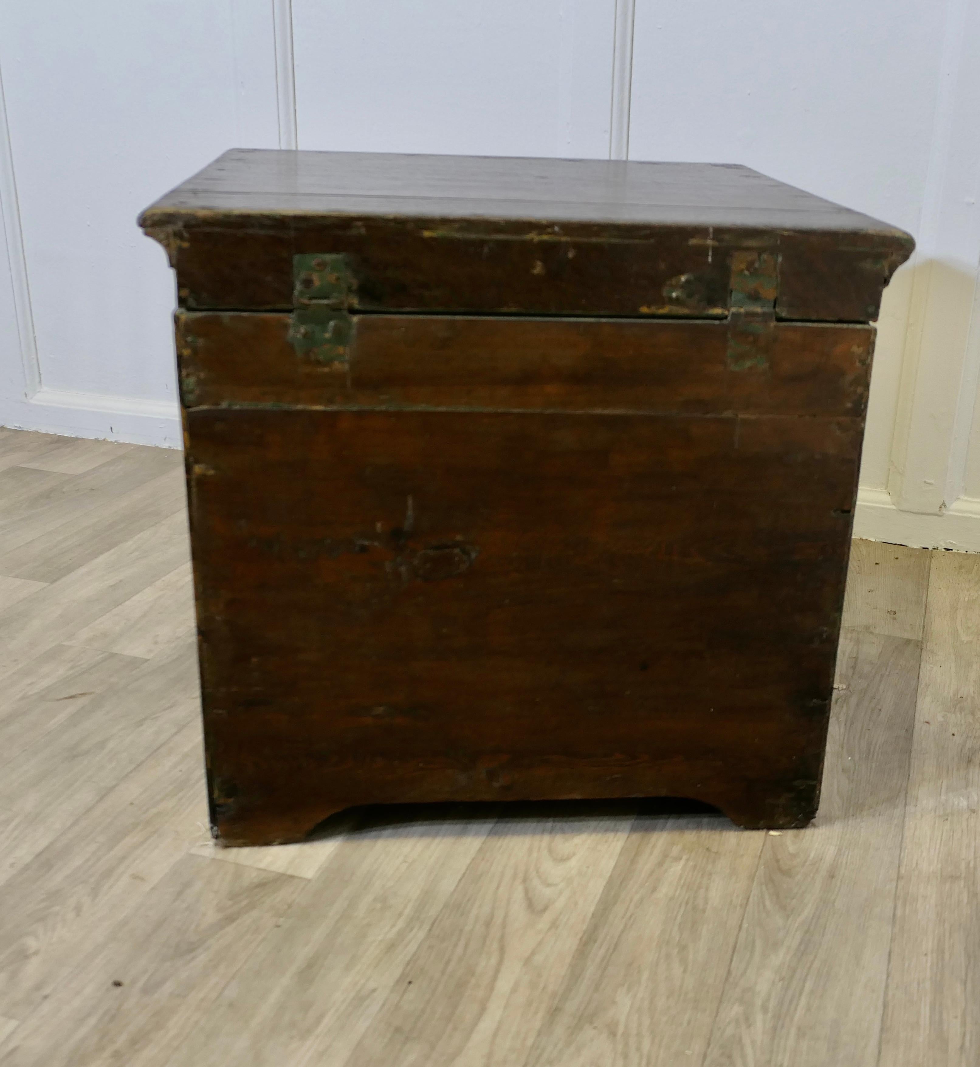 Old Sturdy Oak Chest, Log Box  The box is a sturdy piece For Sale 1