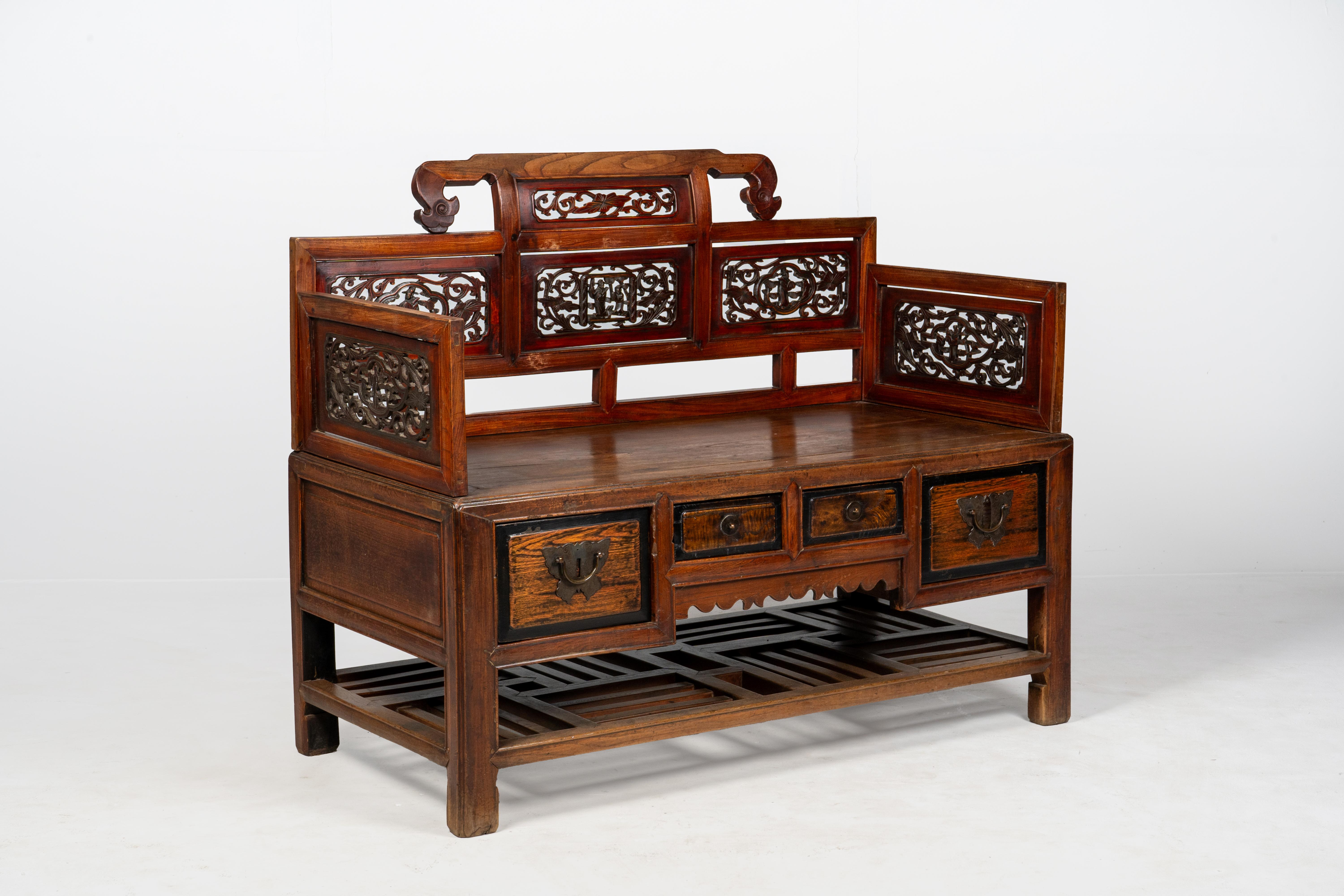 Old Style Bench with Drawers In Good Condition In Chicago, IL