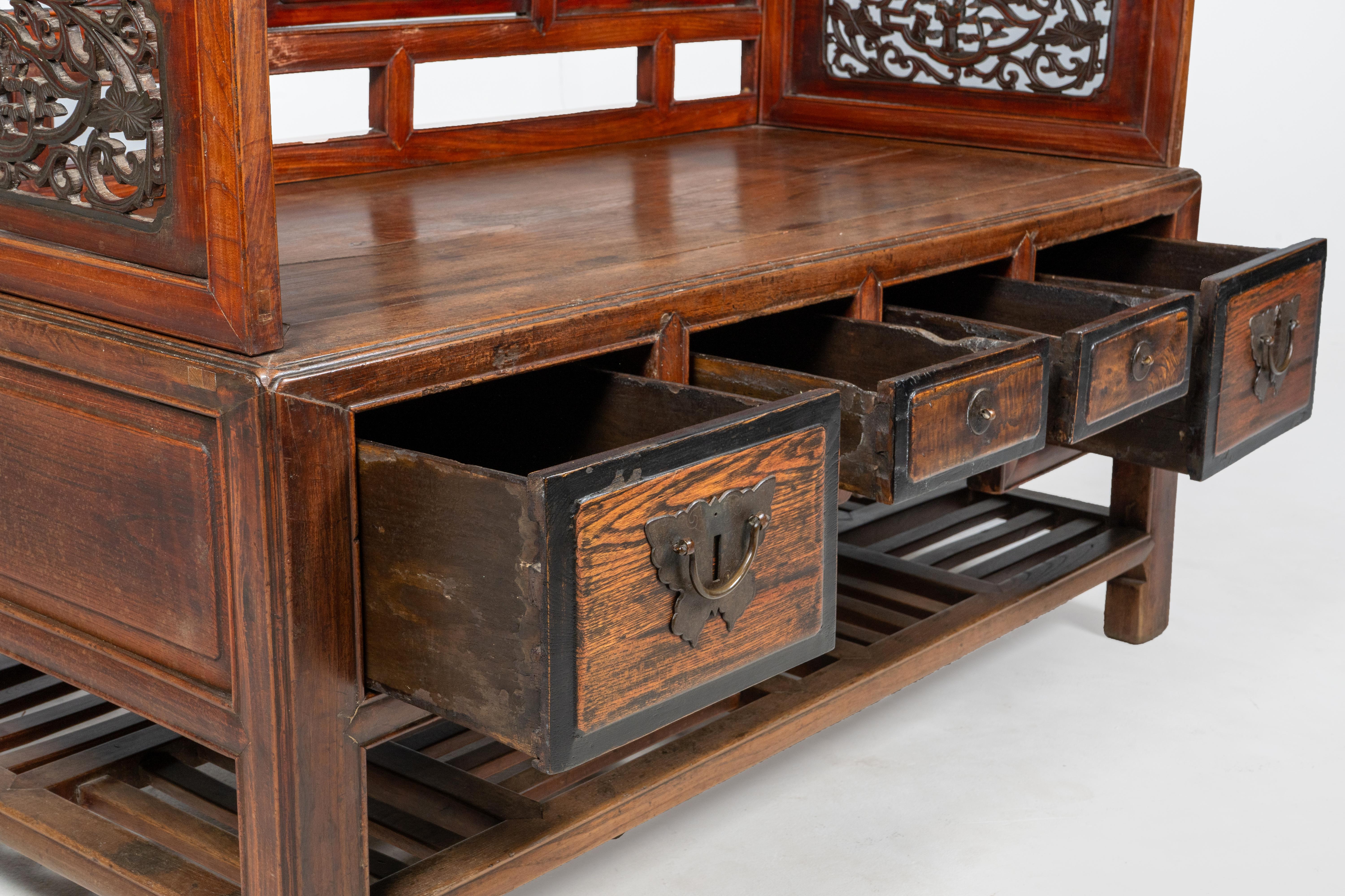 Old Style Bench with Drawers 3