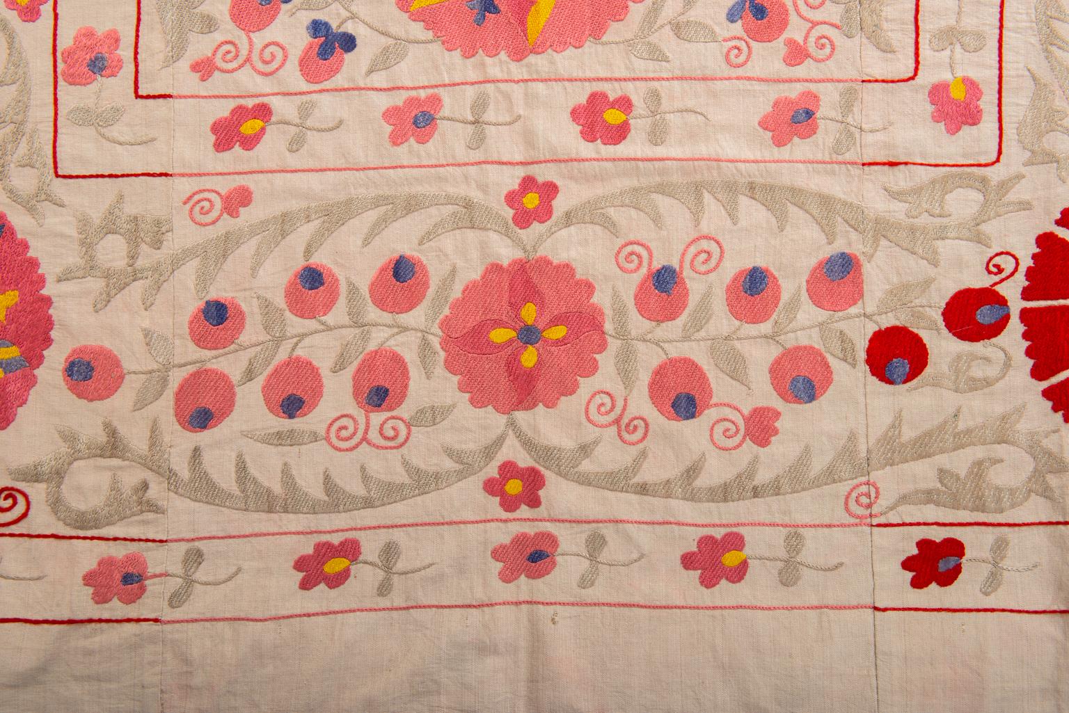 Cotton Old Susani Uzbekistan Silk Embroidered Tapestry