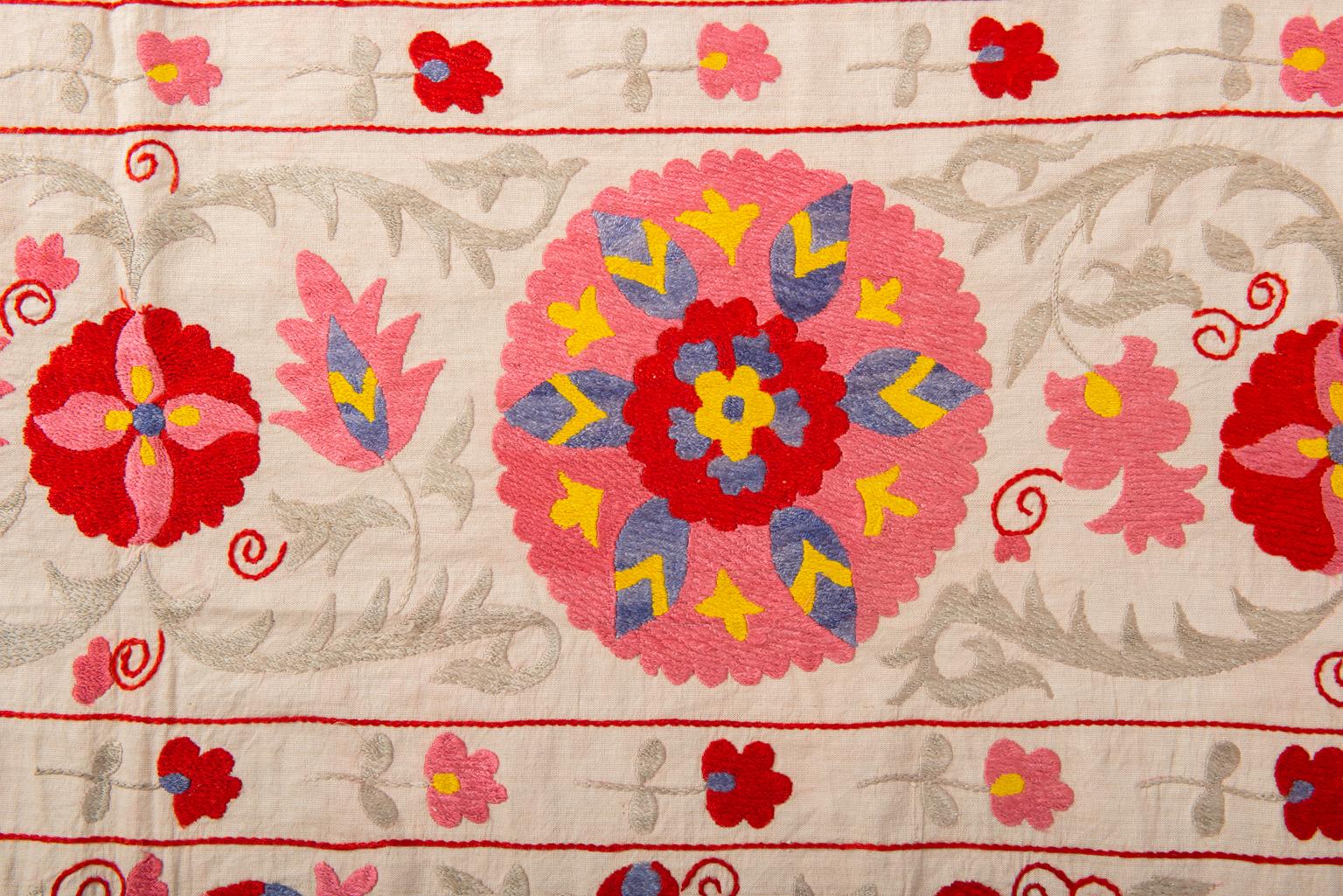 Old Susani Uzbekistan Silk Embroidered Tapestry 1