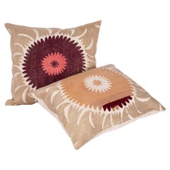 Old Suzani Pillow Cases Made from an Early 20th Century Suzani Antique Old Suzani Pillow Cases Made from an Early 20th Century Suzani