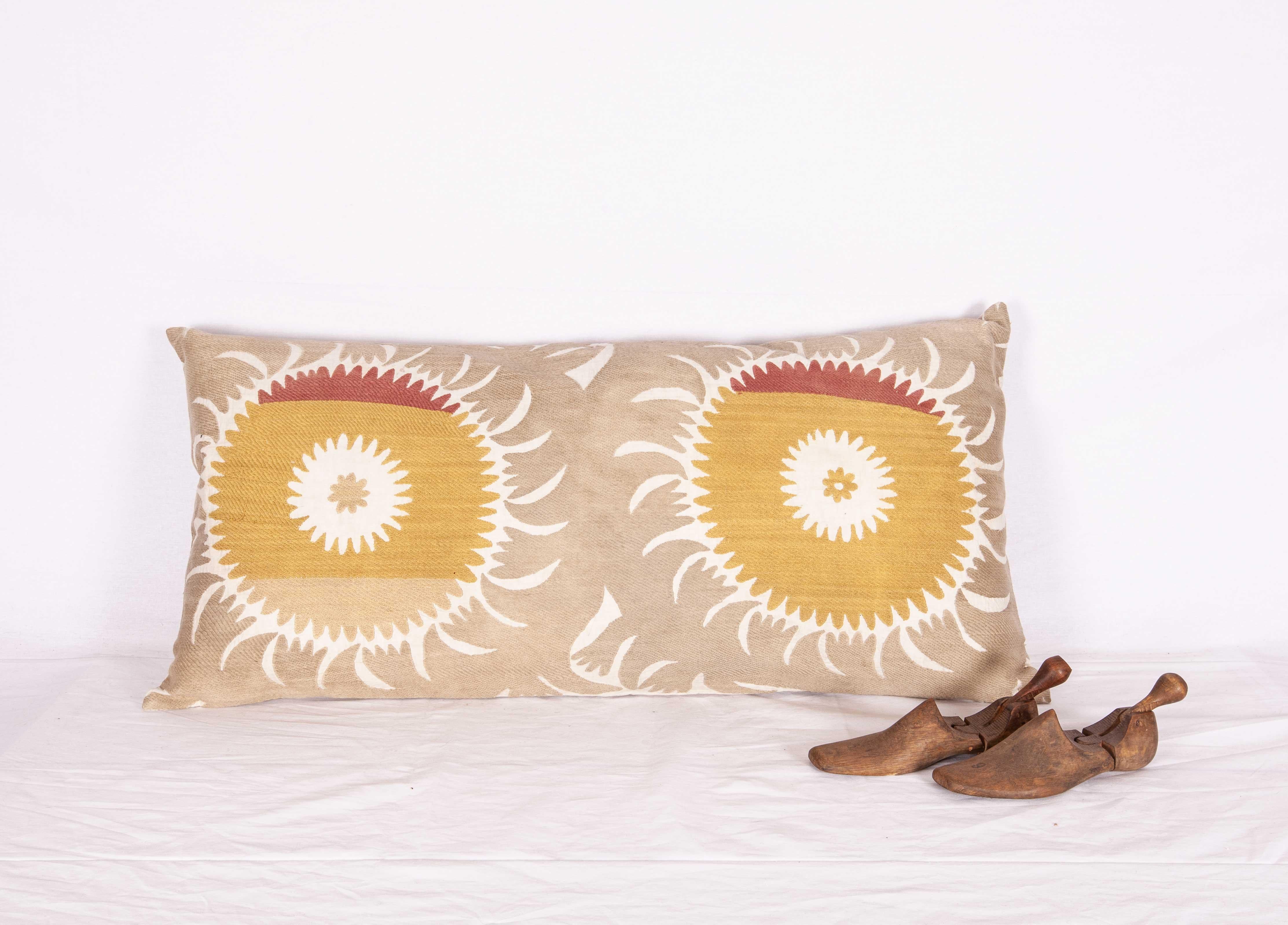 Embroidered Old Suzani Pillow/Cushion Cover Fashioned from a Mid-20th Century Suzani For Sale