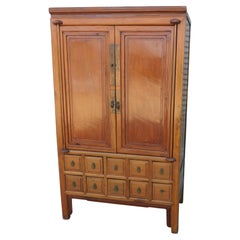 Antique Old Teak Cupboard with 10 Drawers  A very old somewhat primitive piece