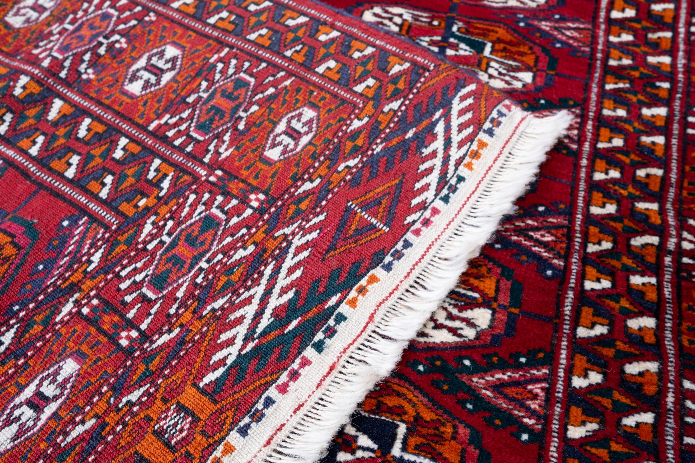 Turkmeno Antico tappeto Tekke Bukhara Turkmen, Tappeto Turkoman dell'Asia centrale in vendita