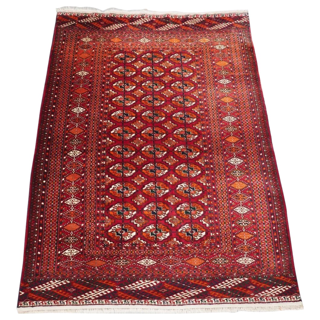 Old Tekke Turkmen Rug Rows of Small Animals, Circa 1920/30 For Sale
