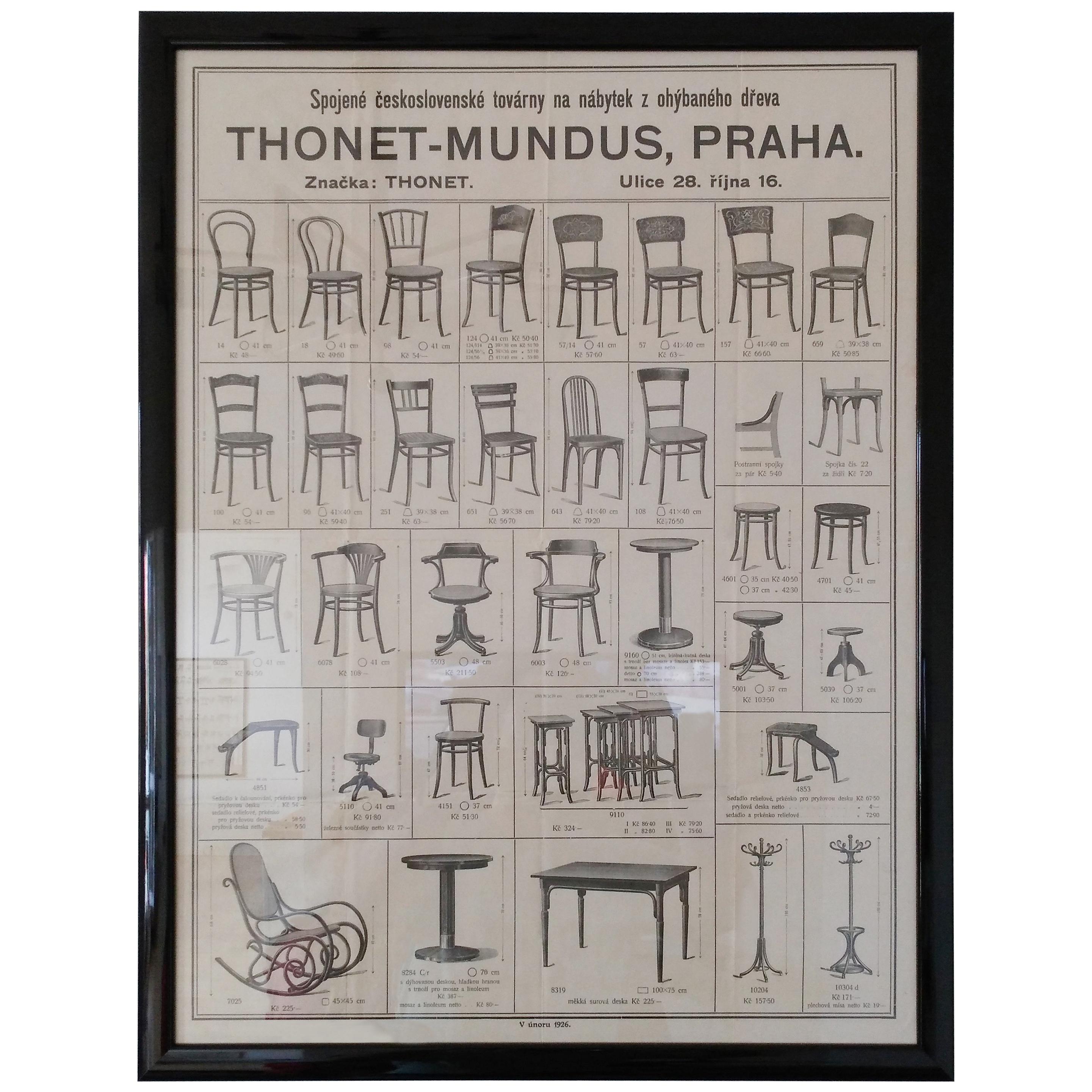 Ancienne affiche de mobilier Thonet