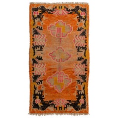 Old Tibetan Carpet in Apricot Color
