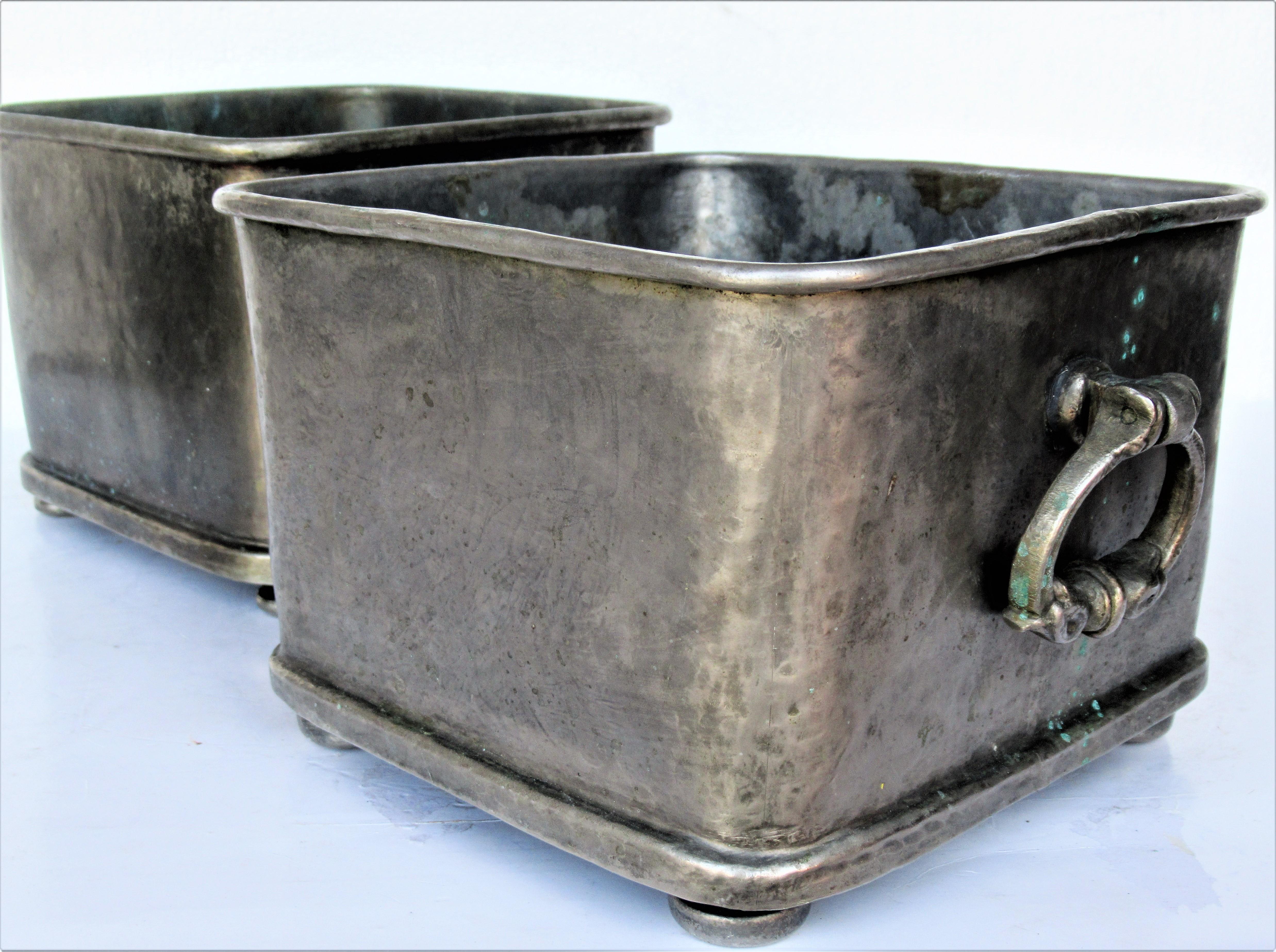 Tinned Bronze Tabletop Cachepot Planters In Good Condition In Rochester, NY