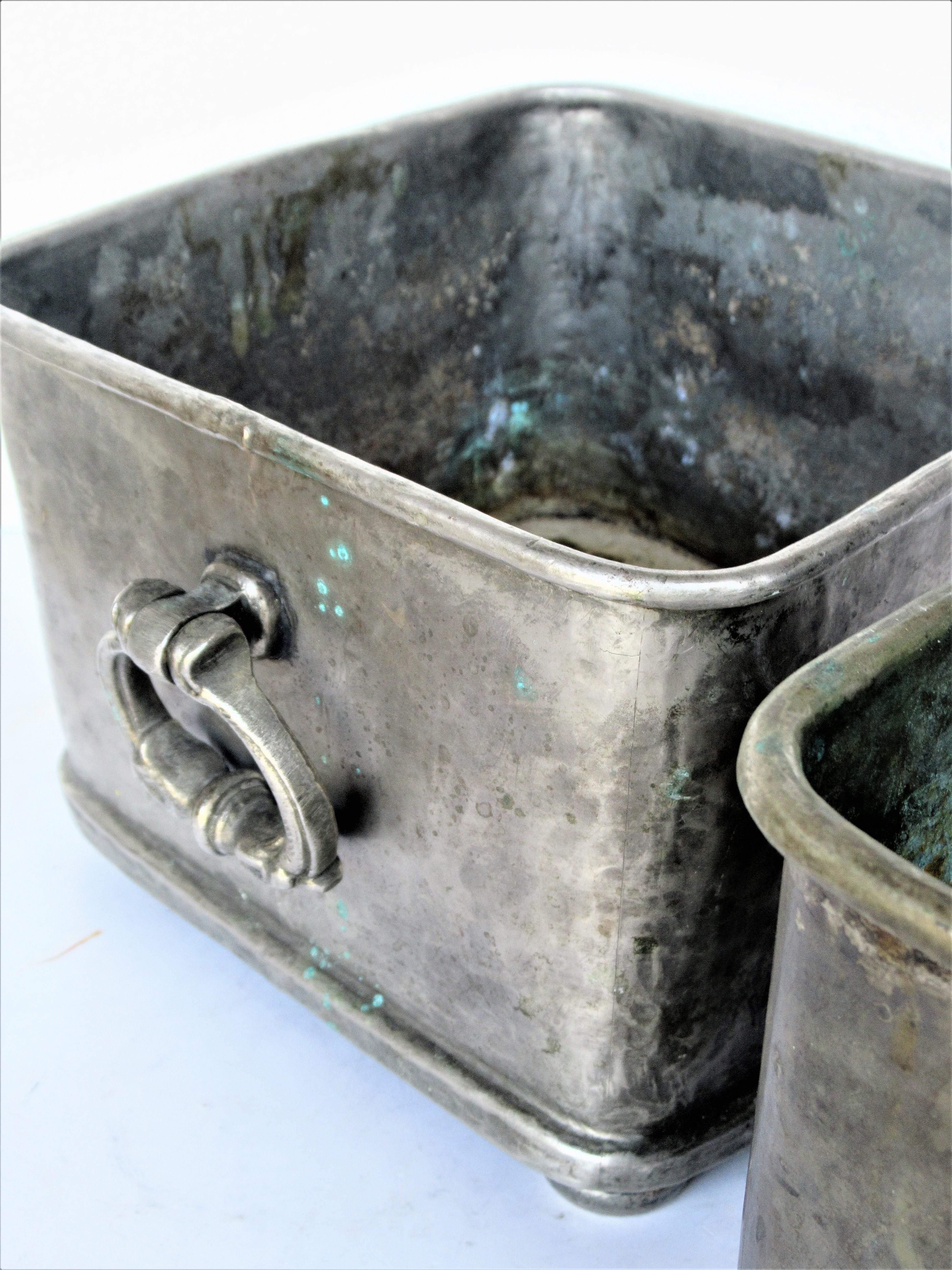 20th Century Tinned Bronze Tabletop Cachepot Planters