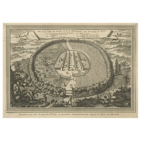 Old Town View of the Fula Tribe and Its Cotton Plantations, Gambia, Africa, 1748