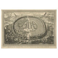 Antique Old Town View of the Fula Tribe and Its Cotton Plantations, Gambia, Africa, 1748