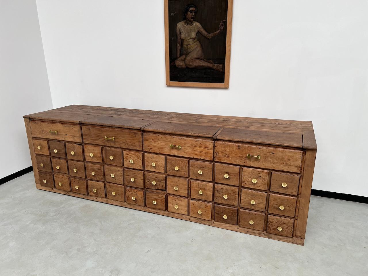 French Old trade furniture in oak wood drawers XL format For Sale