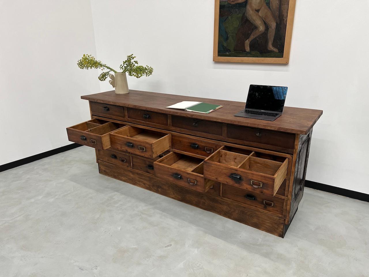 Old trading counter with drawers, fully restored. 3