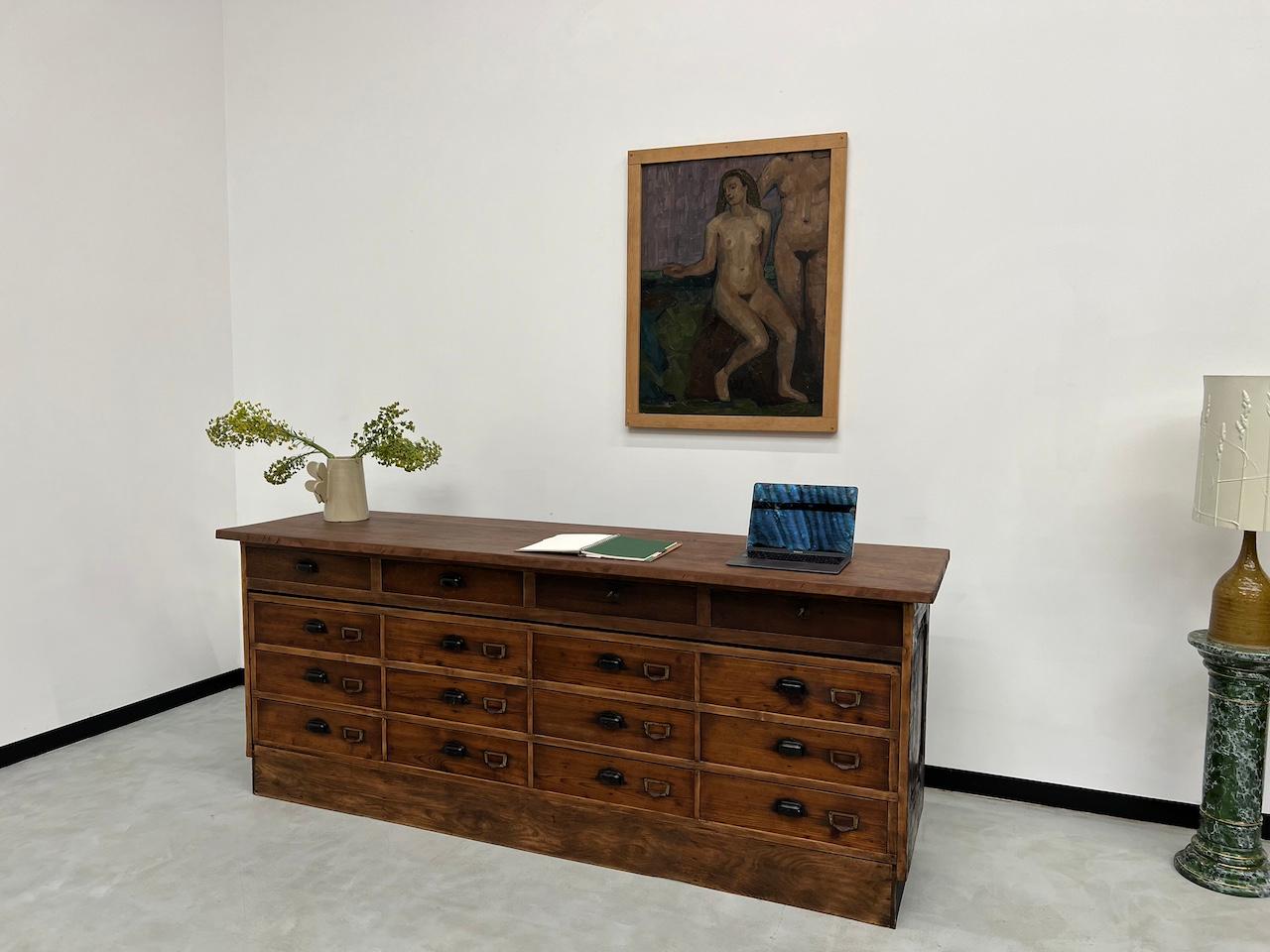 Old trading counter with drawers, fully restored. 8