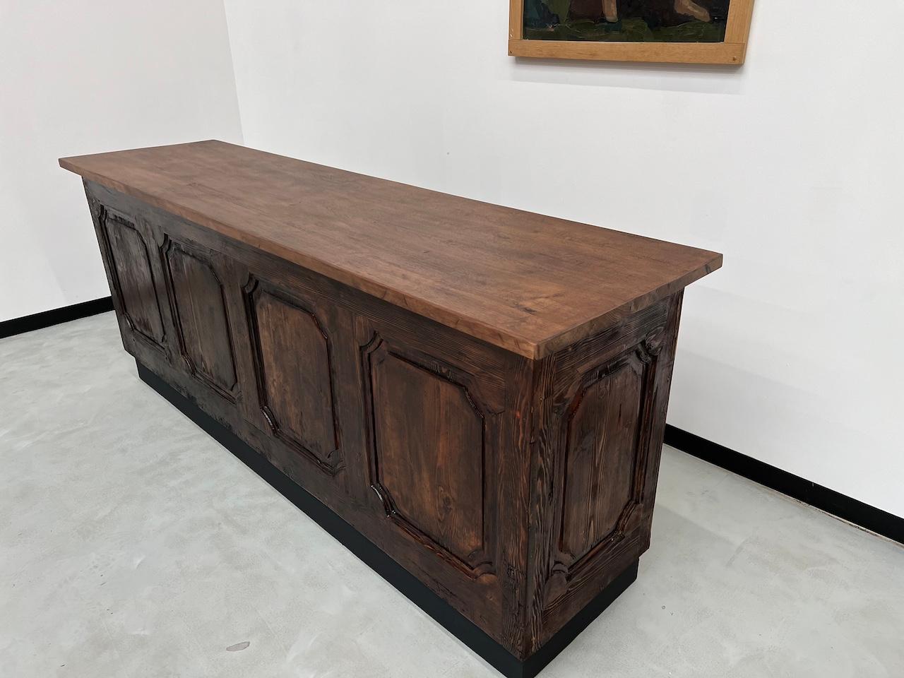 French Old trading counter with drawers, fully restored.