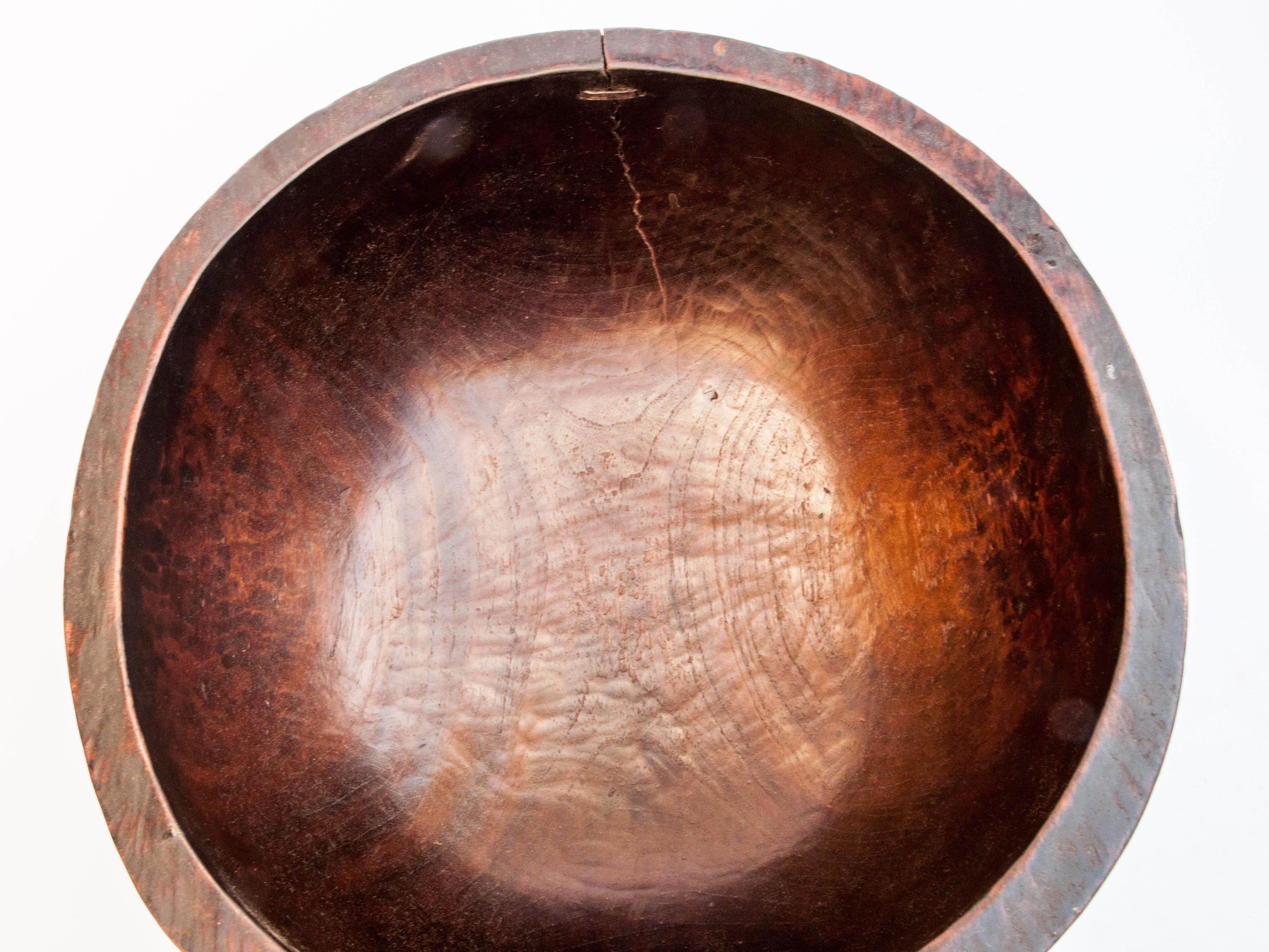 Old Tribal Wooden Bowl, West Nepal Himal, Mid-20th Century 4