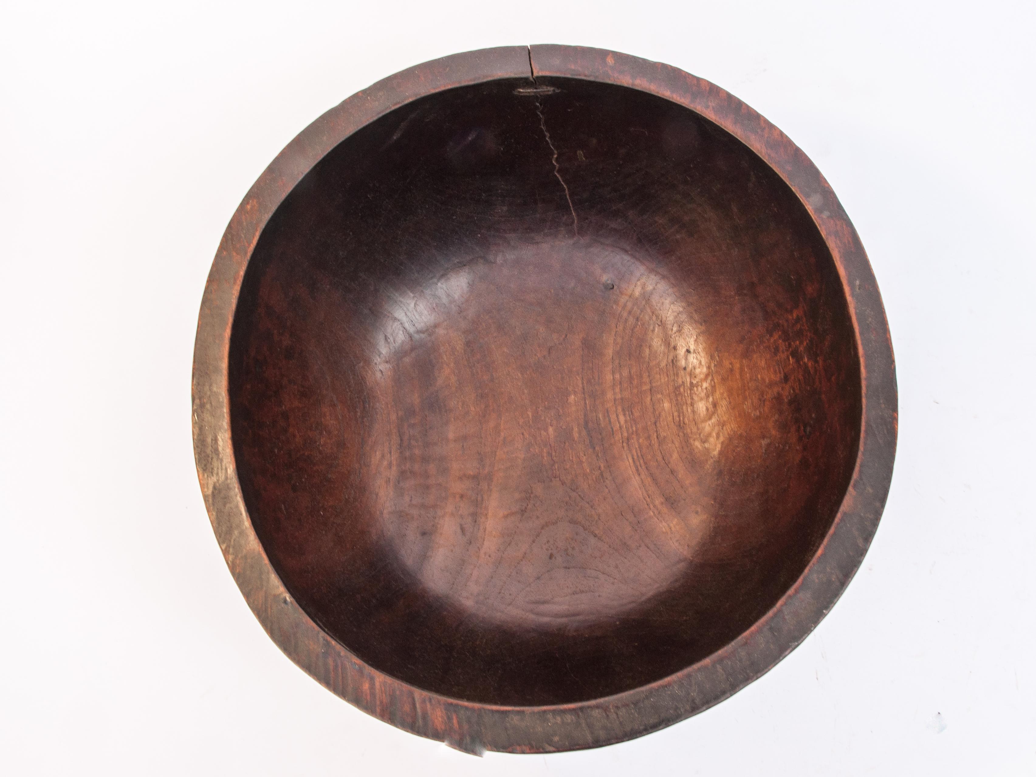 Old Tribal Wooden Bowl, West Nepal Himal, Mid-20th Century 3