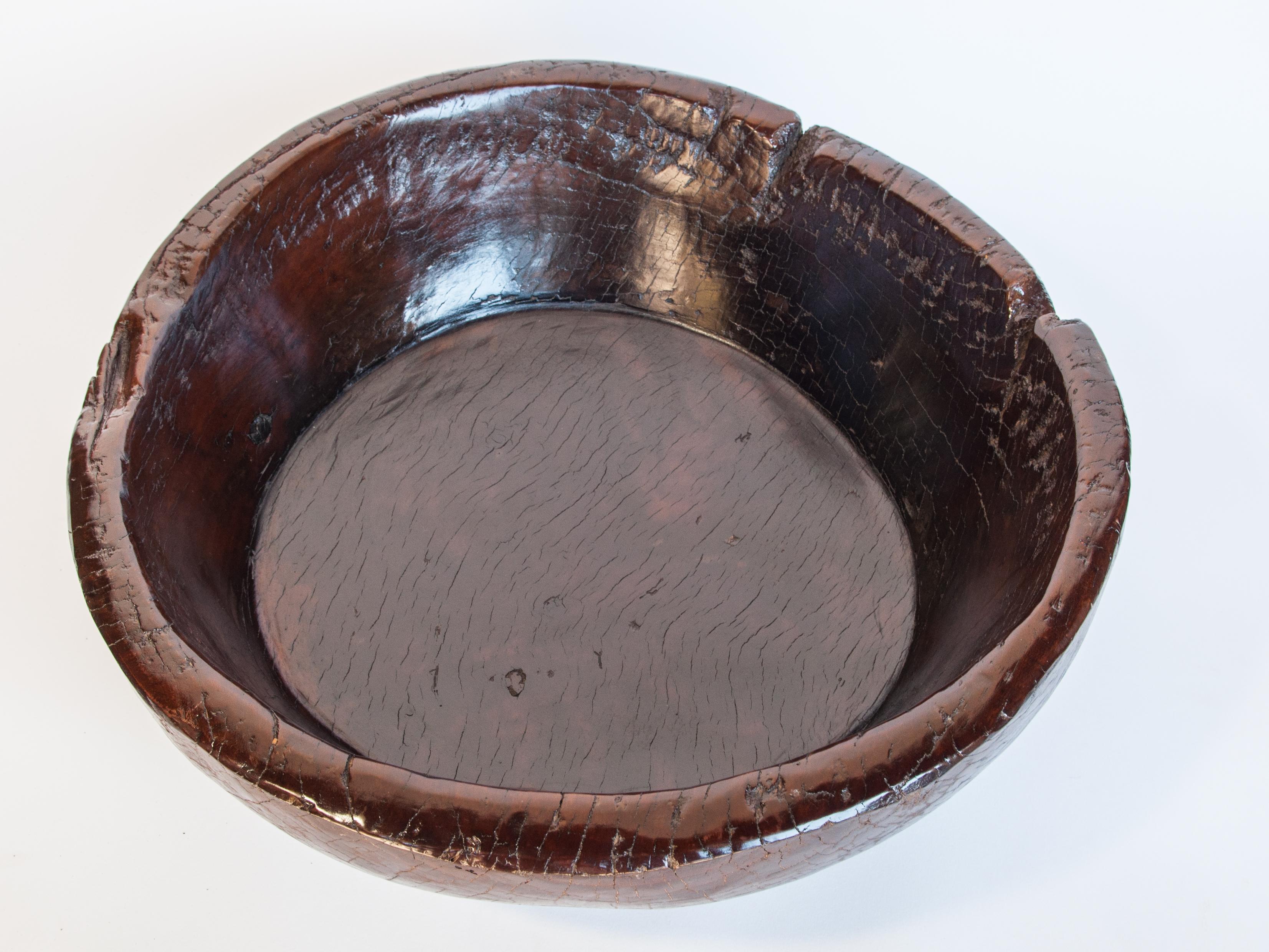 Old Tribal Wooden Bowl from the Nepal Himal, Mid-20th Century 7